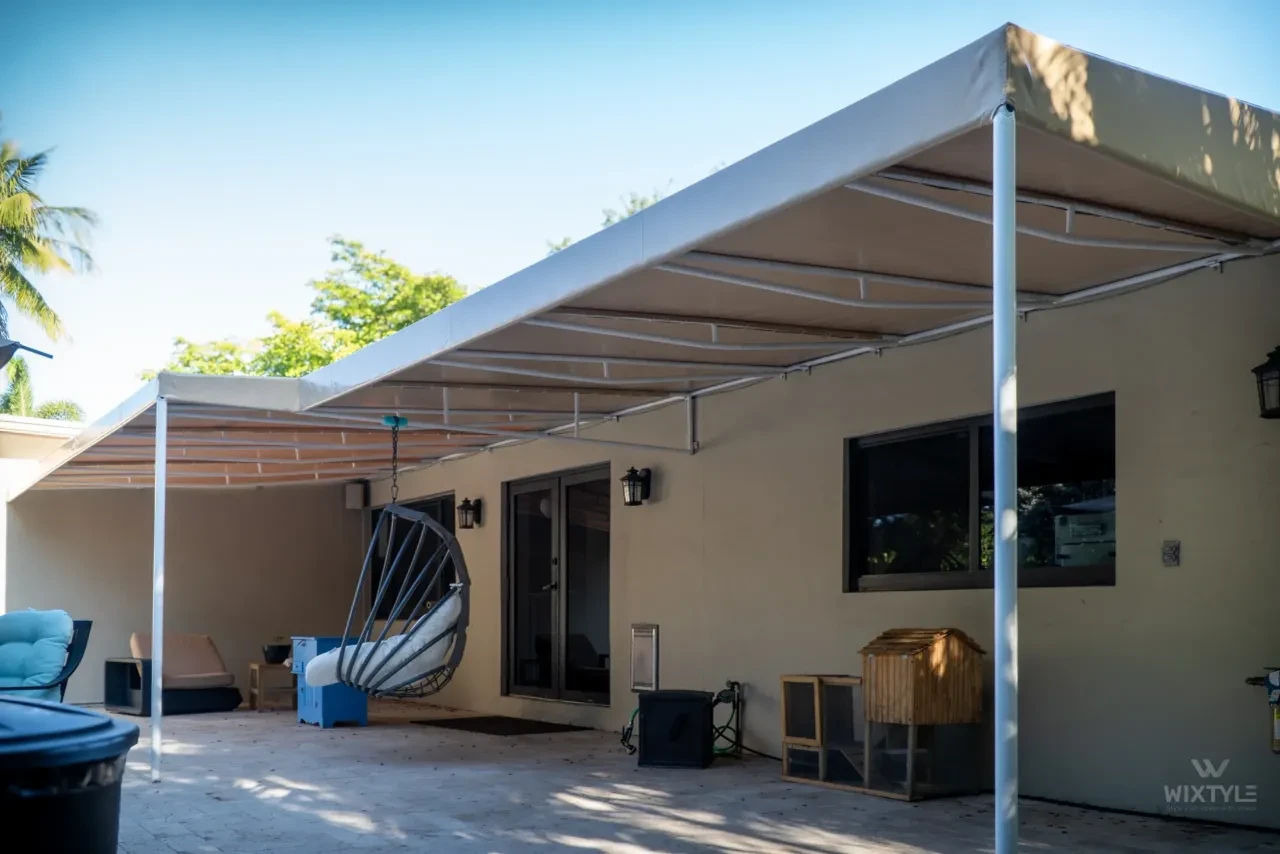 Large fixed canopy covering full patio — WIXTYLE